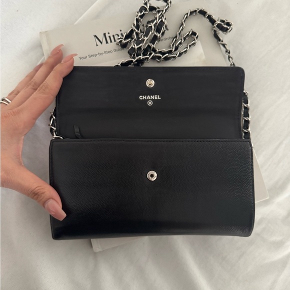 Authentic Chanel Long Wallet On Chain Caviar Leather - Picture 2 of 11